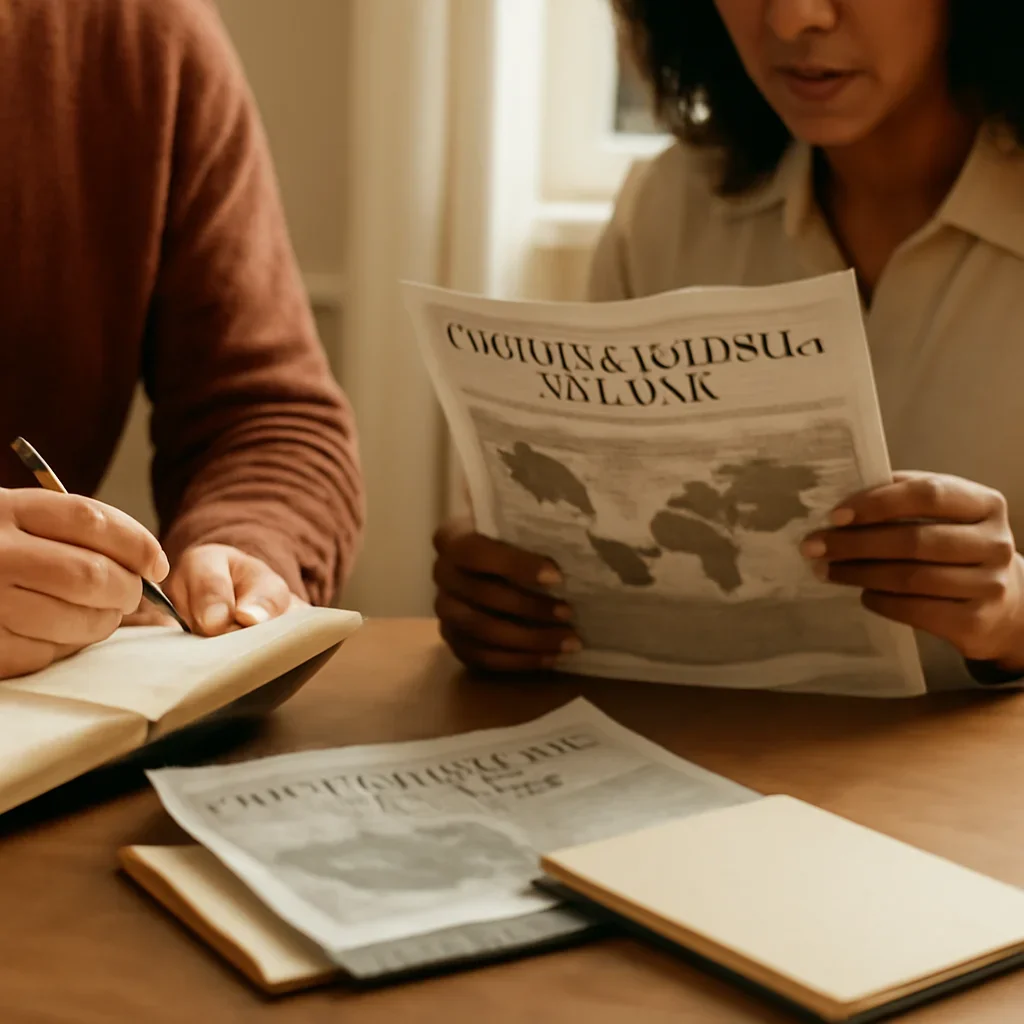 Closing call-to-action image for The Imperial Executive: Adaptation or Democratic Risk? featuring readers, notebooks, and international affairs material
