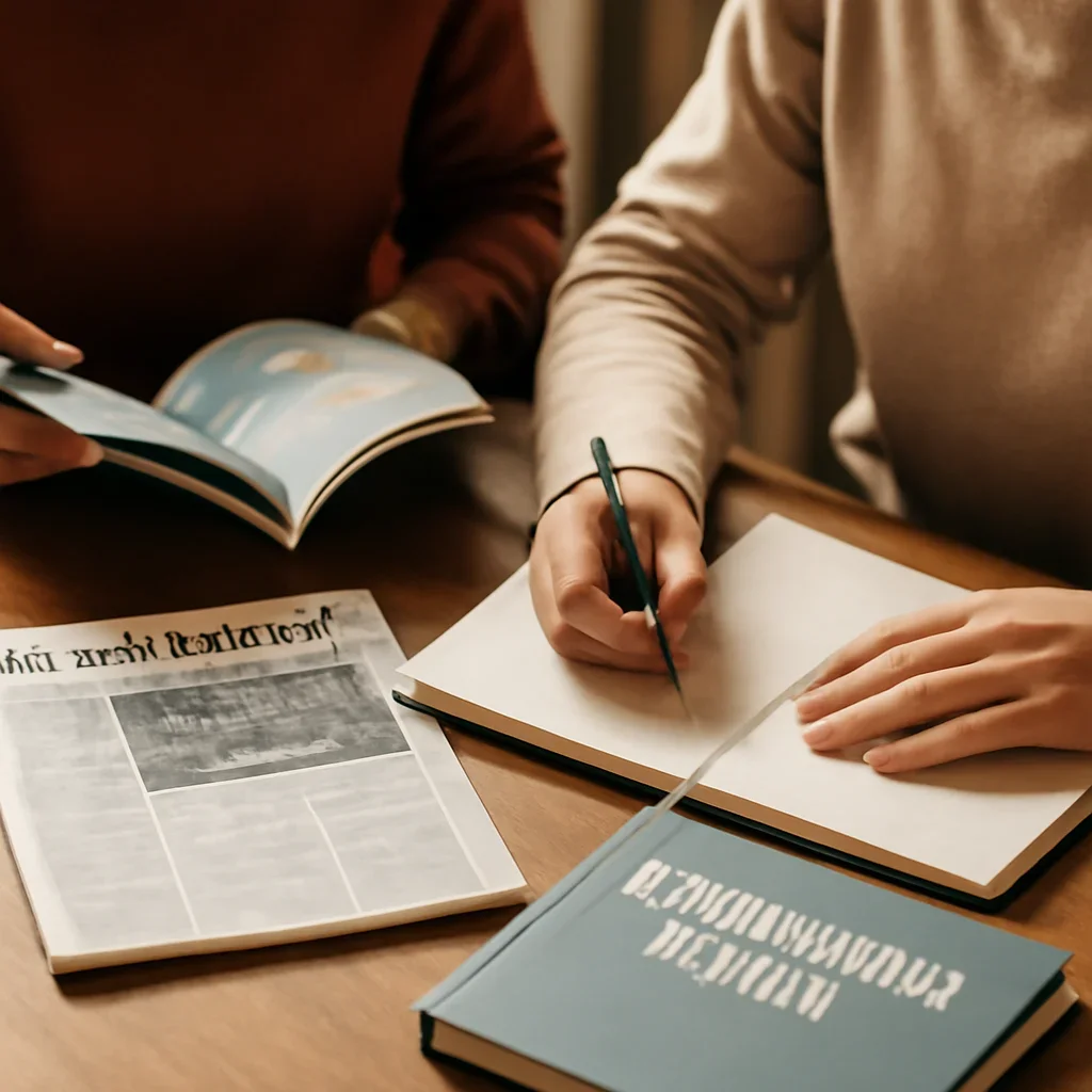 Closing call-to-action image for How to Pitch an Article to an International Affairs Magazine featuring readers, notebooks, and international affairs material
