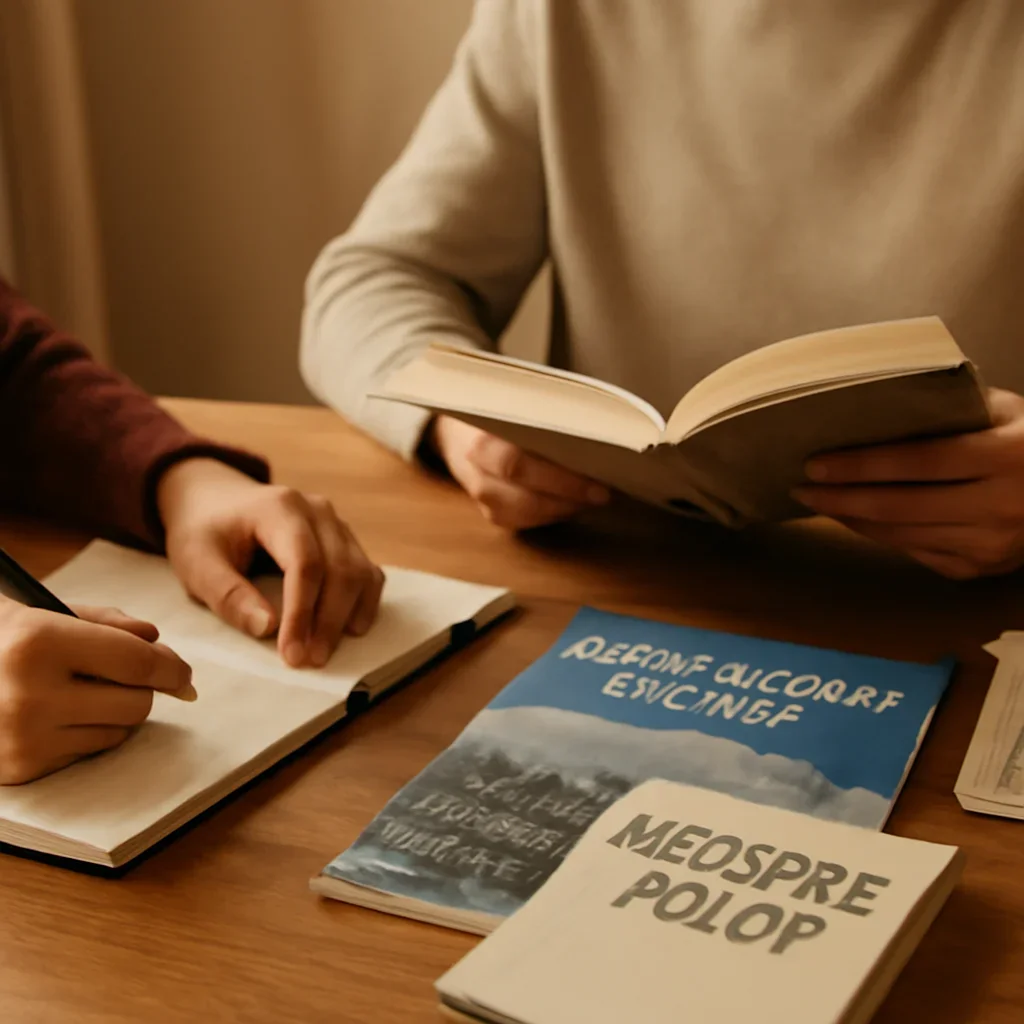 Closing call-to-action image for Refugee Policy and International Law Basics featuring readers, notebooks, and international affairs material