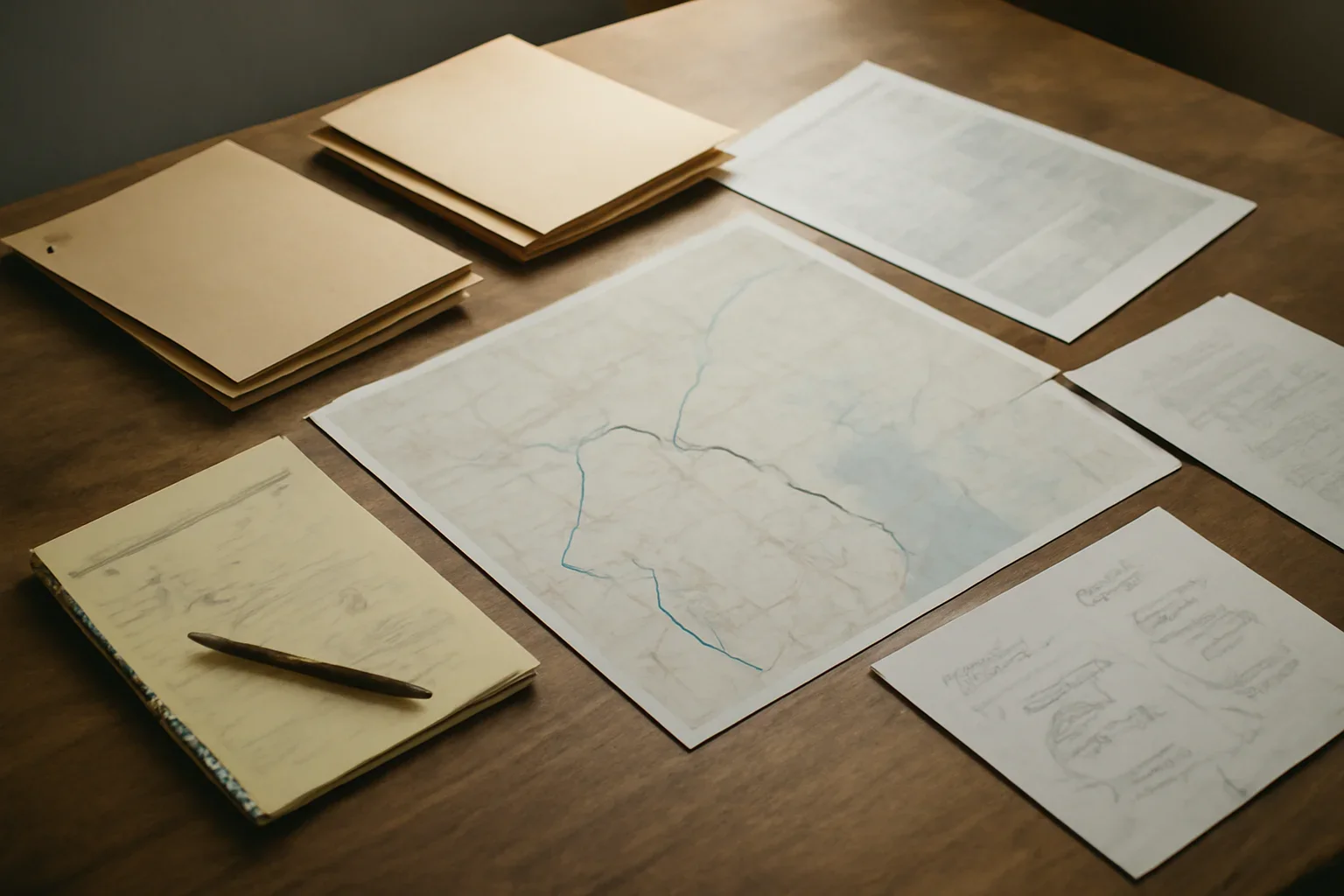 Editorial-style image for Refugee Policy and International Law Basics with humanitarian briefing table with legal folders, route maps, and community planning notes