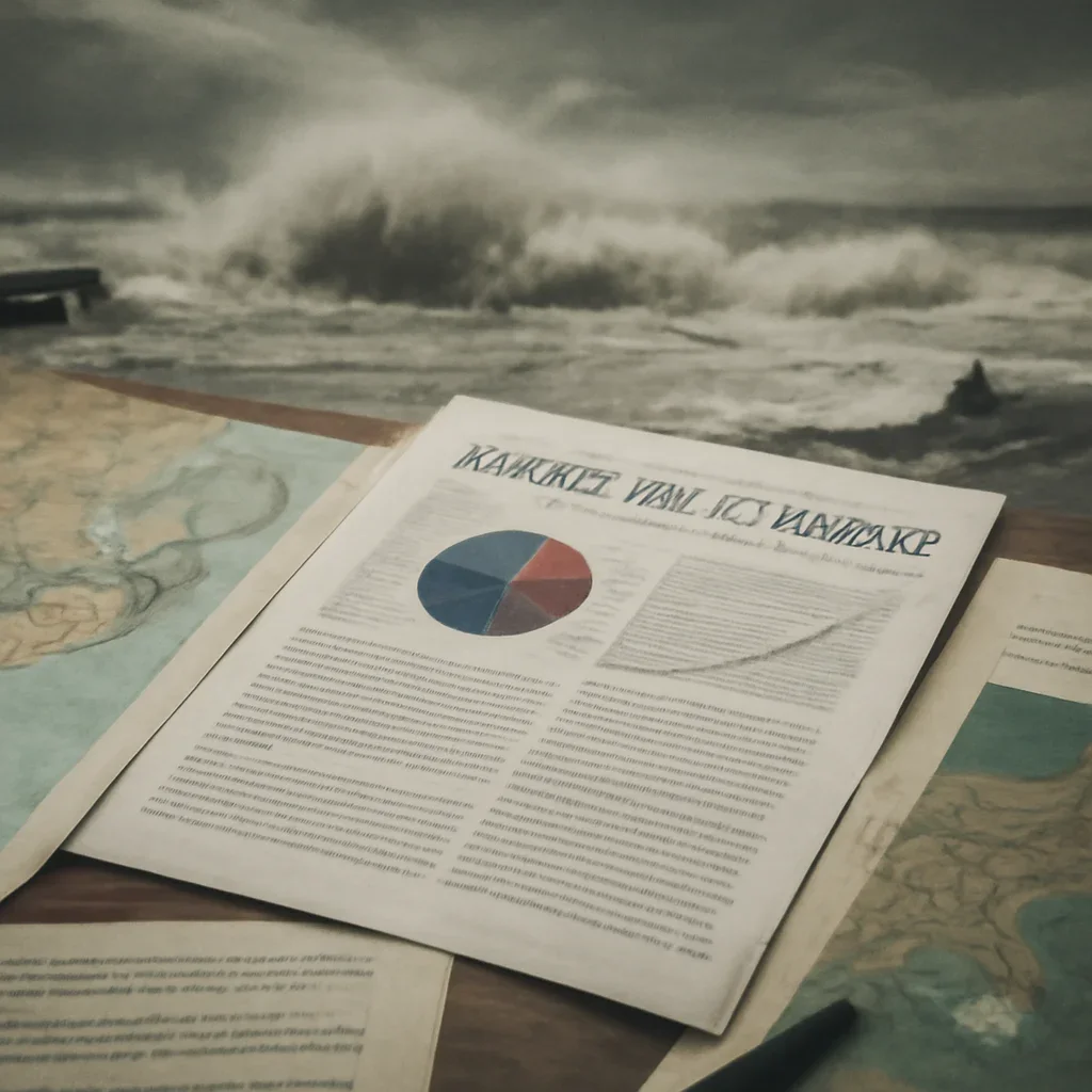 Supporting visual for What Is Climate Security? showing coastal storm scene blended with maps and resilience planning documents in a working editorial context