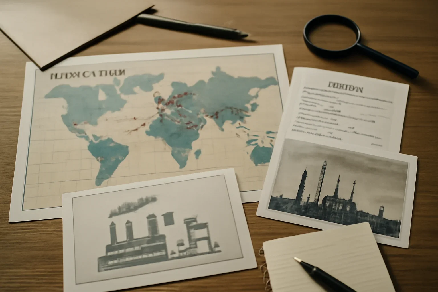 Editorial-style image for What Is Strategic Autonomy? with industrial planning table with supply maps, energy notes, and manufacturing imagery