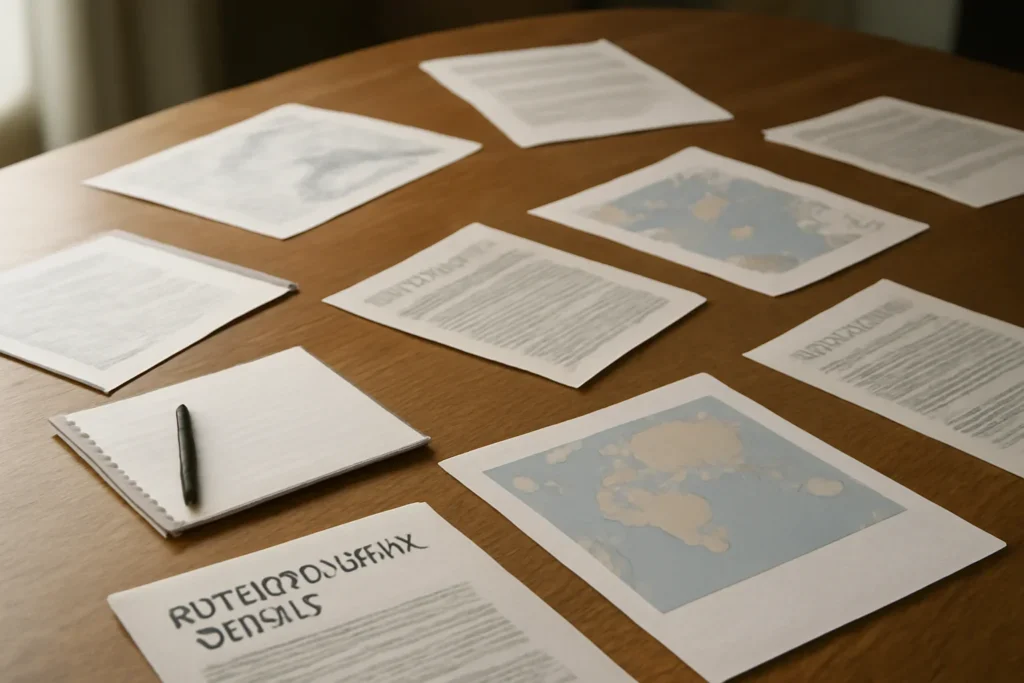 Editorial-style image for What Is the Global South in Foreign Policy Debates? with conference table with development briefs, trade notes, and regional maps