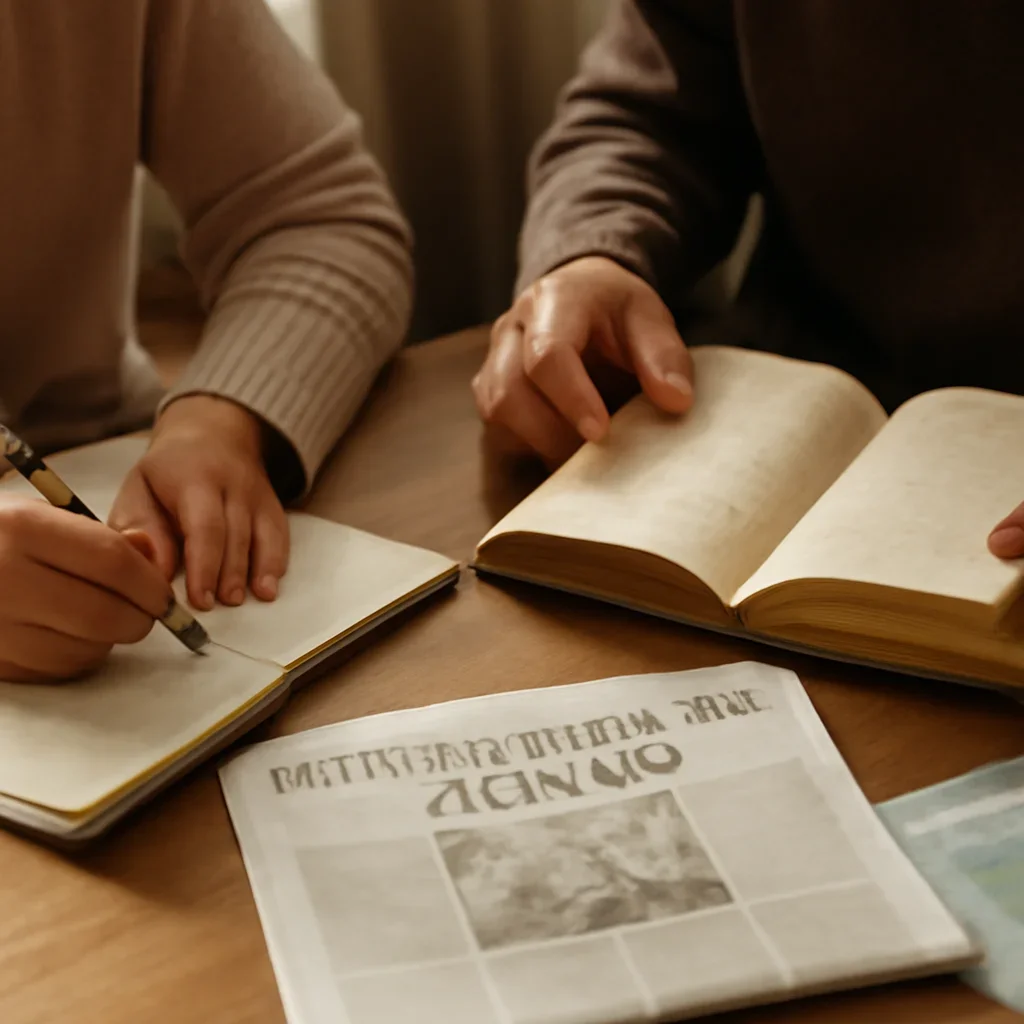 Closing call-to-action image for Why Sanctions Work or Fail featuring readers, notebooks, and international affairs material